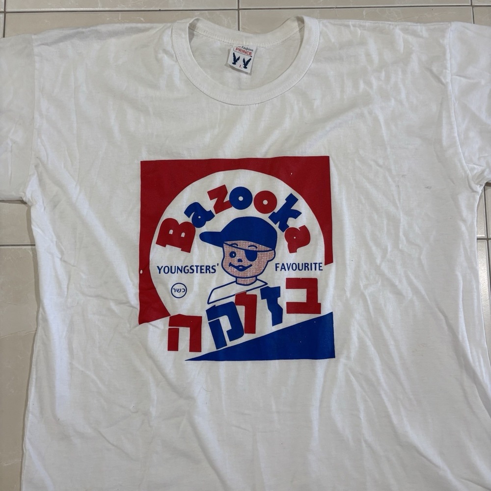 Vintage Bazooka Joe Bubble Gum T Shirt Men's L 90s Candy Tee Graphic Flawed